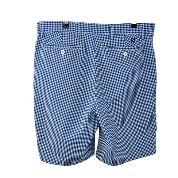 Footjoy Mens Seersucker Check Print Golf Shorts, Blue, White, Size 36 - Picture 3 of 8